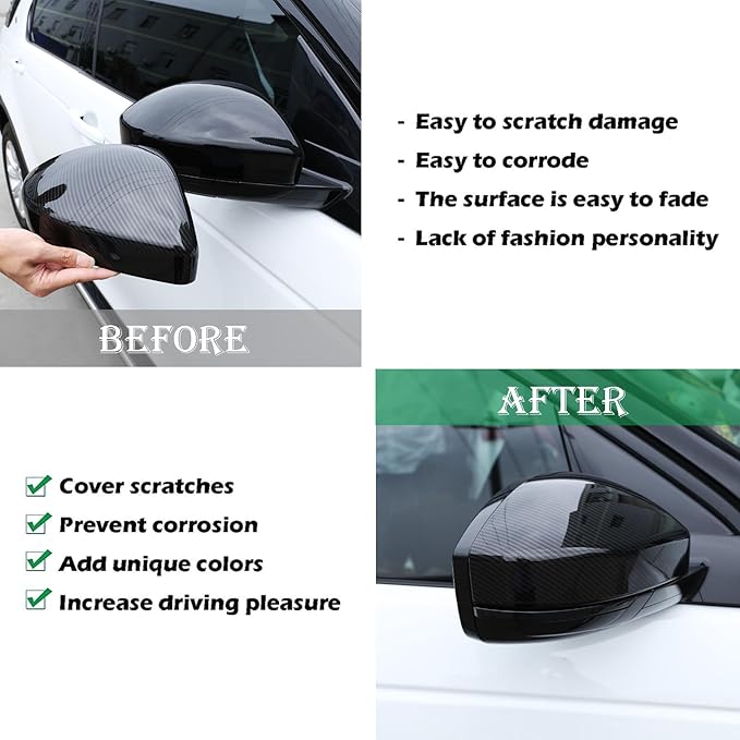 ABS Rearview Mirror Cover Side Mirror Protector Exterior Decoration for Land Rover Evoque 2016-2019,For Land Rover Discovery Sport 2015-2019,For Jaguar F-Pace X761 (Carbon fiber style)