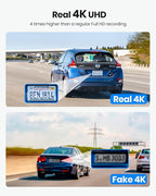Real 4K Dash Cam Front and Rear, 5.8GHz Wi-Fi GPS, Dual Camera HDR with Top-Level Sensor, 3.3'' IPS Screen, Super Night Visio