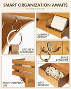 Rebee Vision Farmhouse Key Holder Wall Mount with Mini Drawer Organizer – Mail Organizer with 9 Key Hooks – Ideal Home Decor 