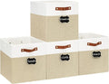 13x13 Storage Cubes 4-Pack, Large Foldable Fabric Cube Storage Bin with Reinforced Bottom and Labels, Organizer Baskets for S