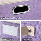 PRANDOM Collapsible Storage Bin with Lid [3-Pack] Fabric Foldable Storage Box Organizer Container Basket Cube with Cover for 