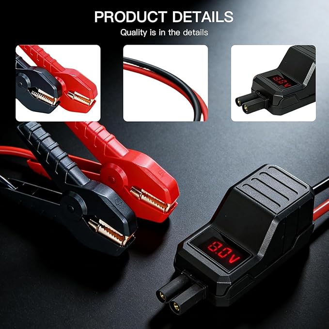 MEGAWISE Smart Jump Starter Clamps, Automotive Booster Clamp Cables Replacement Alligator Clamps with Intelligent LCD Screen for 12V Car Jump Starter for MEGAWISE and Many Other Brands