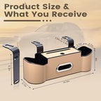 LemonRoad 2 Pack Multifunctional Car Seat Back Storage Box Car Seat Back Organizer with Tissue Box, 2 Cup Holders and Hooks for Hold Phone, Drinks, Handbag, Fits for Most Vehicles (Beige)