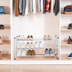 STORAGE MANIAC Expandable Shoe Rack, 12 Pairs Stackable Small Shoe Rack, Metal Adjustable Shoes Organizer for Closet, Entrywa