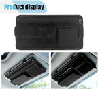Suede Car Sun Visor Organizer with Multi-Pocket Net Zipper, Glasses Case, Sunglass Holder for Interior Accessories (Black)