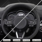 West Llama Car Steering Wheel Cover for Mazda 3,5,6,CX-3,CX-5,CX-30,CX-50,CX9,CX-9,MX-5 Miata,CX-7,RX-8,14.5-15 inches(Black-