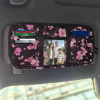 Cherry Blossom Car Visor Organizer for Women Car Visor Storage Pouch Holder Auto Interior Accessories Pocket Cars Truck SUV Storage Pouch Holder, with Multi-Pocket and Zipper