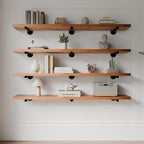 Industrial Pipe Wall Wood Shelves,Real Wooden Shelves 48" in Walnut Color with 1.2" Extra Thickness, Modern Floating Shevles