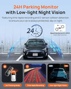 70mai Dash Cam Front and Rear - 2.5K+1080P Dual Dash Camera with HDR, Super Night Vision, F1.55 Aperture, 24H Parking Mode, B