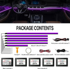 RGB Acrylic Ambient Lighting Car Lights, LED Strip Lights with APP Control, 593 LEDs Interior Car Lights, 6 in 1 Neon Car Ambient Neon Light Kits