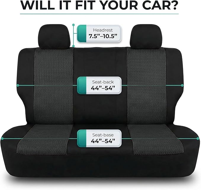 FH Group Automotive Rear Car Seat Covers for SUV, Trucks, Sedan and More - Universal Fit Front High Back & Rear Solid Bench D