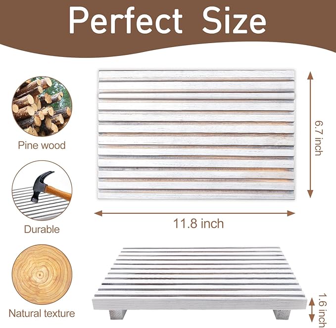 Modern White Wood Pedestal Stand for Bathroom Tray Kitchen Counter Decor Bathroom Sink Accessories Decorative Wooden Risers f