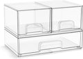 Sorbus Acrylic Storage Containers - 3 Pack, Stackable Storage Bins Set for Bathroom Organization - Clear Acrylic Drawer Organ