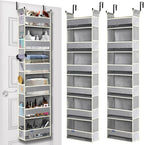 2 Pack Over The Door Hanging Organizer 6-Shelves and 12 Side Pockets, Over The Door Storage for Bathroom and Bedroom, Back of