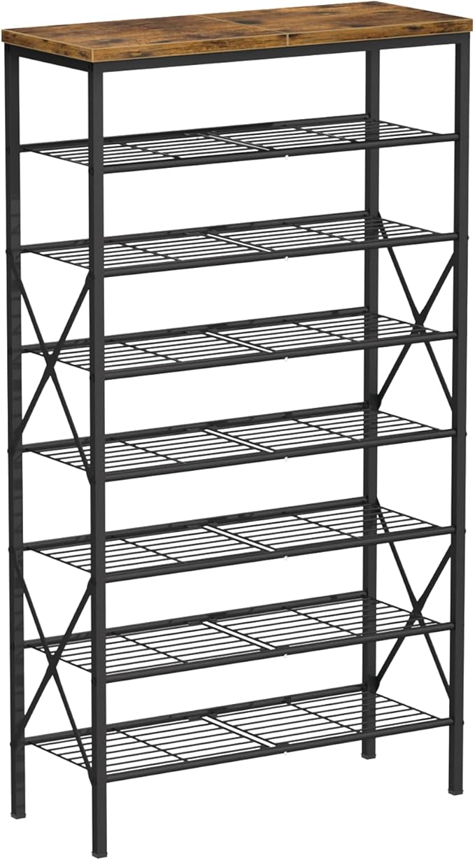 8 Tiers Tall Shoe Rack Organizer, Large Capacity Shoe Rack Holds 32 Pairs of Shoes, Durable and Stable, Adjustable Metal Shel