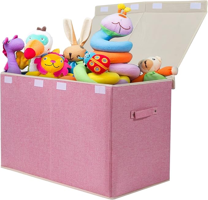 popoly Large Toy Box Chest Storage with Flip-Top Lid, Collapsible Kids Toy Storage Bin Boxes Container for Boys, Girls, Nurse