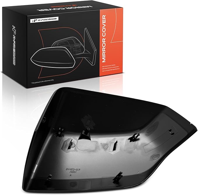 A-Premium Passenger Side Rearview Mirror Cover Cap - Compatible with Chevrolet Tahoe Suburban & GMC Yukon XL & Cadillac Escalade, 2021 2022 2023 2024 - Smooth Black, Without Turn Signal Hole