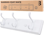 Badiano Wooden Coat Rack, Wall-Mounted Organizer for Closet, Entryway, Hallway, Foyer, Bedroom, Heavy Duty Double Hooks for H