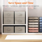 Lifewit 3 Pack Clothes Organizer, 6 Grids Closet Jean Storage Bins with Handles and Support Boards, Foldable Drawer Organizer