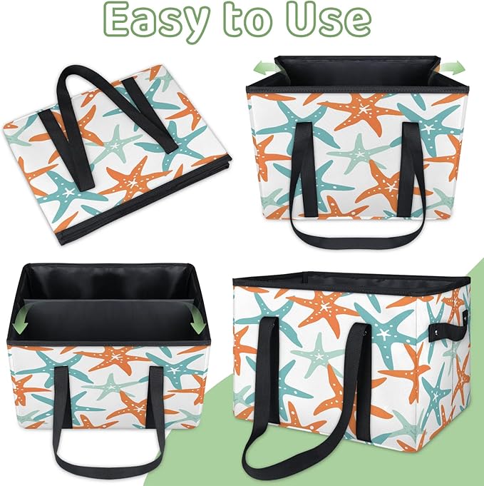 Reusable Grocery Bag, Foldable Large Shopping Tote Bag for Groceries Kitchen Picnic Car Trunk