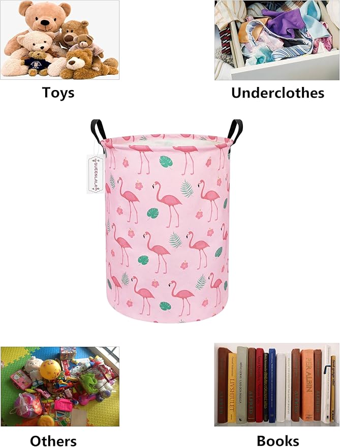 QUEENLALA Large Storage Basket,Laundry Hamper/Bathroom/Home Decor/Collapsible Round Storage Bin,Boys and Girls Hamper/Boxes/C