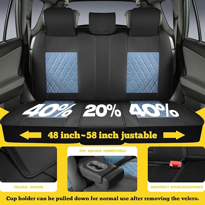LINGVIDO Car Seat Covers Full Set (5 Seats) - Premium Perforated Nappa Leather, Waterproof Shield, Omni-Adapt Fit SUVs Sedans
