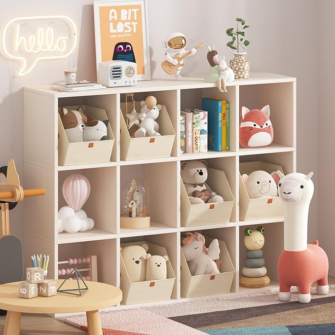 Homsorout Fabric Closet Storage Cubes - 4 Pack Square Storage Bins with Dual Handles for Clothes, Towels, Toys, Cube Storage 