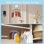 Hat Hangers for Closet, Metal 1 Pack Hat Organizer Holder for Hanger Closet Display, Hat Racks for Baseball Caps w/10 Clips, 
