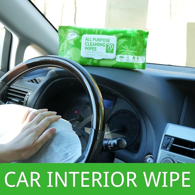 Air Jungles Car Interior Cleaning Wipes Set 210 Count, XL 8" x 10" Wipe for Car Leather Seat, Windshield Window Mirror Cleani