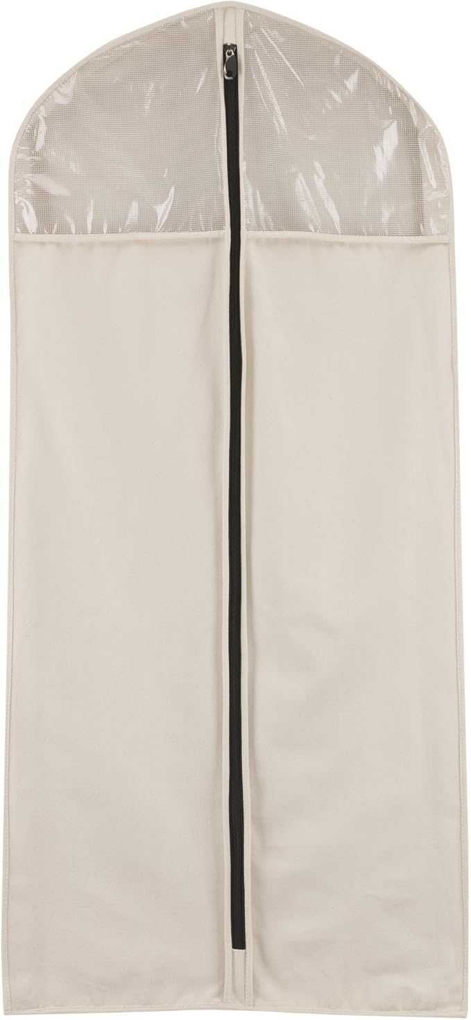 Household Essentials 3392-1 Cedarline Collection Hanging Garment Bag | Dress and Suit Protector | Natural Cotton Canvas,Off-W