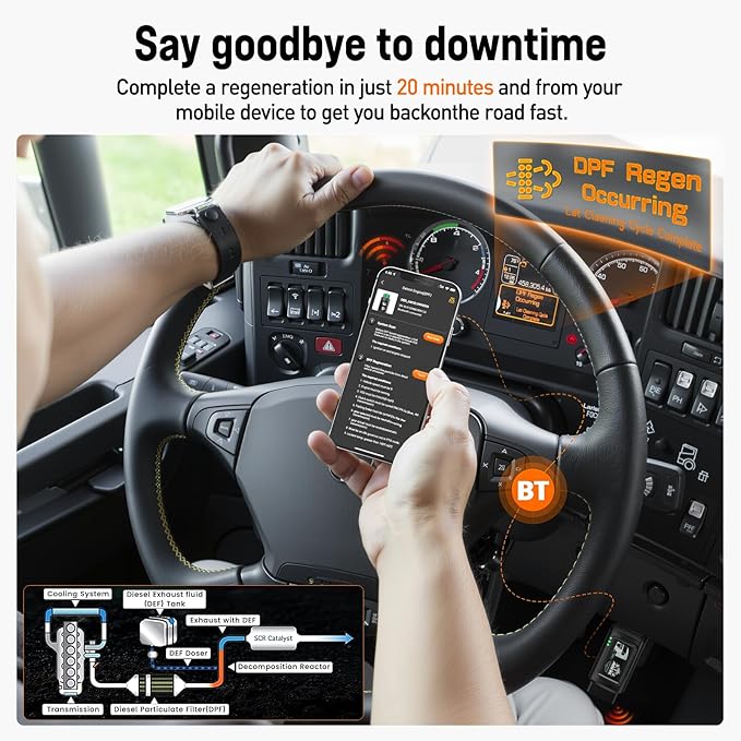 ANCEL HD110 Heavy Duty Truck Scanner with DPF Regen and Reset for Detroit Paccar Engine, Full System HDOBD & OBD2 Scanner for