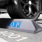 Cast Aluminum Parking Stopper for Garage, 2-Piece Garage Parking Aid, Garage Parking Stops with Reflective Signs, for Driveway, Garage(Gray)