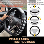 PINCTROT D Shaped Race Grip Steering Wheel Cover, Anti-Slip Silicone Perforated Design with Soft Touch Padding, Enhanced Grip for Sporty Driving Flat Bottom 14.5-15 Inch (Racing Silver)