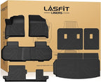 LASFIT Floor Mats & Cargo Liner with Backrest Mat for Chevy Traverse 2024-2026 (Only 8 Seats) & GMC Acadia 2024-2026 (Only 8 Seats), All Weather TPE Custom Fit Car Floor Liners Full Seat, Black