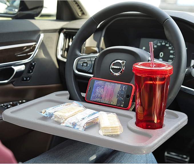 Car Steering Wheel Food Tray for Eating,Cars Seat Table Lap Trays for Adults Eating,Car Men Must Haves Cool Gadgets Interior Accessories(Gray)