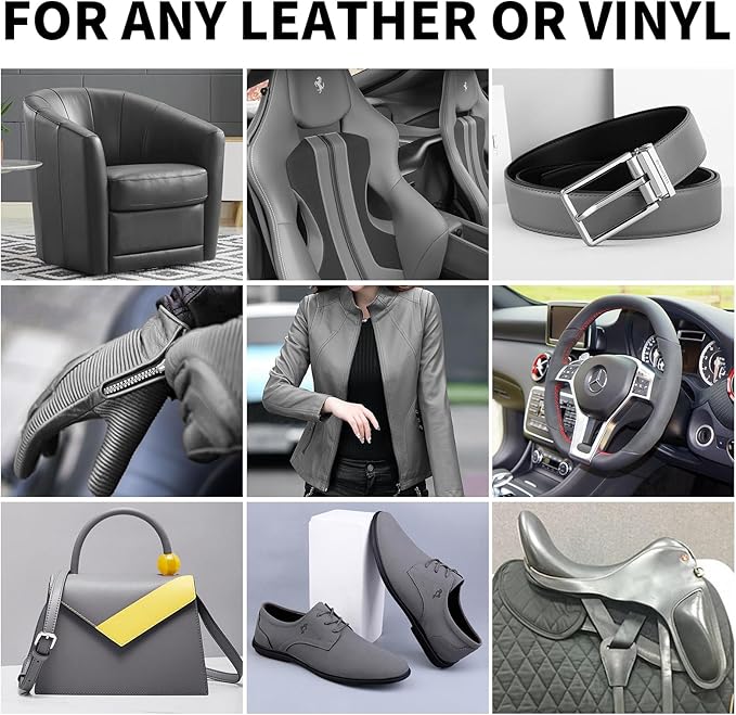 Leather Recoloring Balm,8.5oz Leather Color Restorer,Dark Gray Leather Repair kit for Furniture and Car Interior,Leather Couc