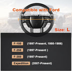 GIANT PANDA Steering Wheel Cover for Ford F150 F250 F350 Expedition - Solid Black