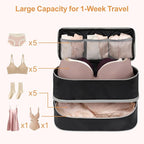 Cambond Travel Underwear Organizer Bag - 4-in-1 Soft Double Layer Bra Travel Bag, Portable Expandable Compression Packing Org