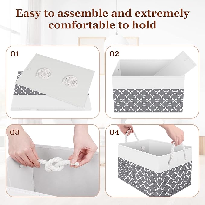 StorageTastic Storage Bin,Collapsible Storage Basket For Organizing,Large Storage Boxes With Rope Handles,Storage Containers,