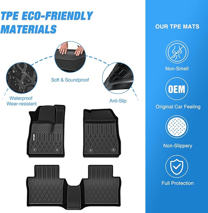 Nilight TPE Floor Mats for Chevy Impala 2014 2015 2016 2017 2018 2019 2020 (Not for Vinyl Floors) All Weather Custom Fit Heavy Duty Floor Liners