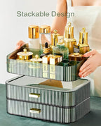 Makeup Organizer for Vanity, Large Desk Organizer with Stackable Drawer for Cosmetics, Skincare, Lipsticks, Eyeshadow Palette