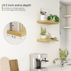 Fun Memories 16 Inch Floating Shelves for Wall, 9.3Inch Deep Floating Shelf, Extra Deeper & Thicker Wall Mounted Storage Shel