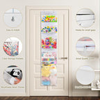 Woodoulogy Hanging Toy Storage over Door, Block Stuffed Animal Organizer Idea with 4 Removable Case Bag, Bi-Fold Closet Holde