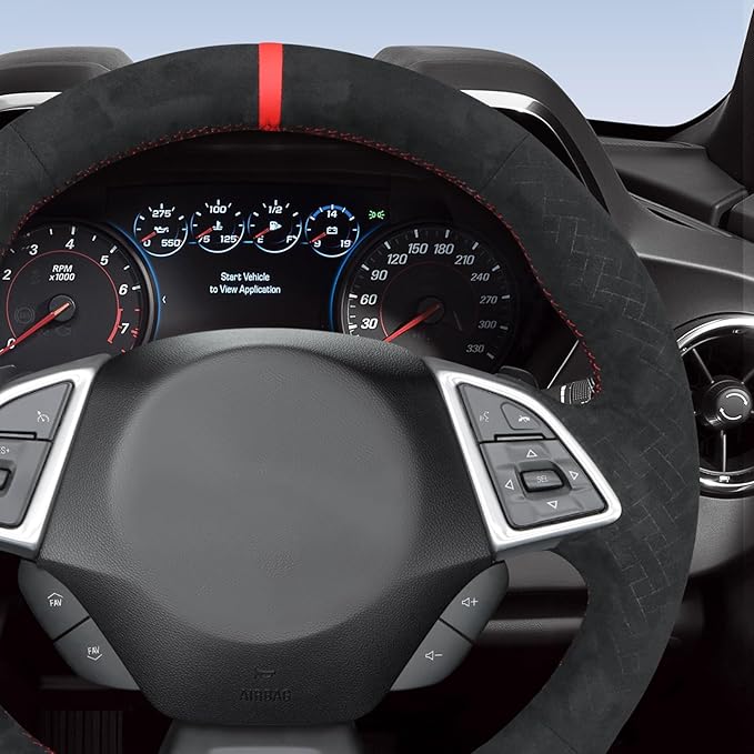MEWANT Hand Stitched Steering Wheel Cover Wrap for Chevrolet Camaro 2017-2022 Steering Wheel Accessories for Chevrolet Camaro 2017-2022