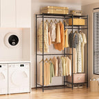 Neprock Portable Closets for Hanging Clothes, Freestanding Clothing Rack with 3 Hang Rods & 5 Shelves, Metal Wardrobe Garment