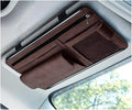 Car Sun Visor Organizer, Soft Leather Surface Eyeglasses Note Card Holder Car Storage Bag, Scratch-Resistant Waterproof Auto Sunshade Organizer Bag, Car Accessories (Brown)