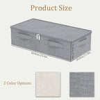Underbed Storage Box, Foldable Under Bed Bins Container, Fabric Closet Organizer with Lid, for Clothes, Sheets, Blankets, 23.