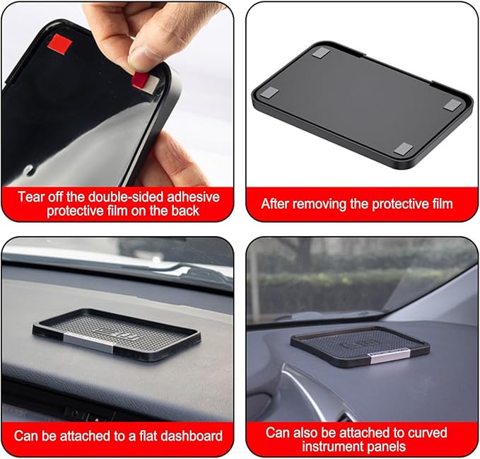 Erice Rubber Mat, Anti-Slide Sticky Dash Pad, Dash Board Cover Mat, Multipurpose Thickend Silicone, Removable, Traceless, Hea