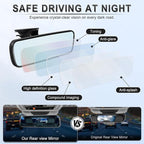 LivTee Rear View Mirror, Universal 9.5' (241mm) Wide Angle Panoramic Convex Rearview Mirror with Strong Suction Cup, Mounts on Windshield to Reduce Blind Spots for Cars SUV Trucks