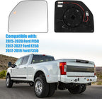 Compatible with Ford F150 2015-2020, F250 2017-2022, F350 2017-2019, Driver Left Side Mirror Glass, Heated Blind Spot Lens Mirror with Backing Plate